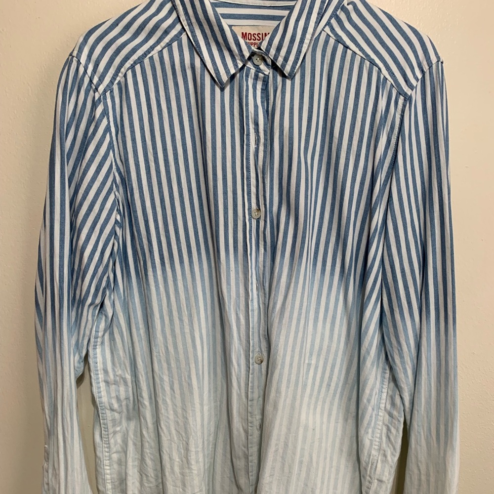 Faded, denim stripe button down